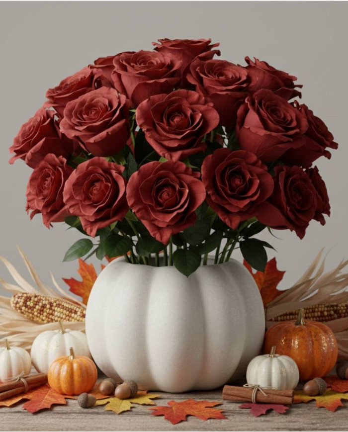 Red Oak Fall Tinted Roses Gift Box