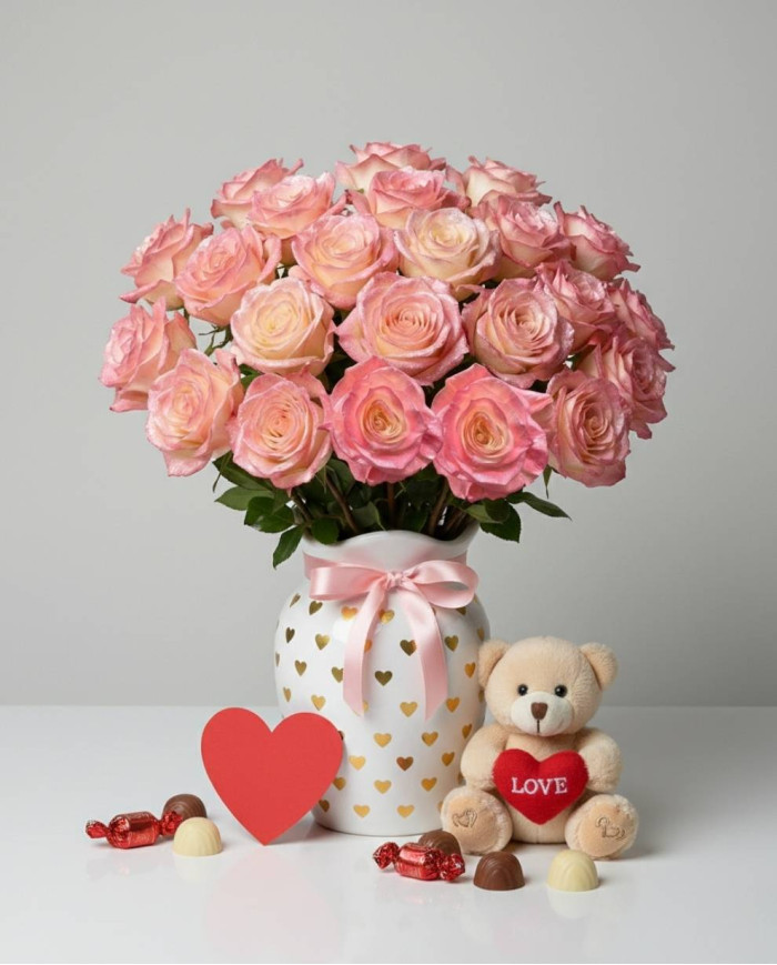 Cuddle Tinted Roses Gift Box